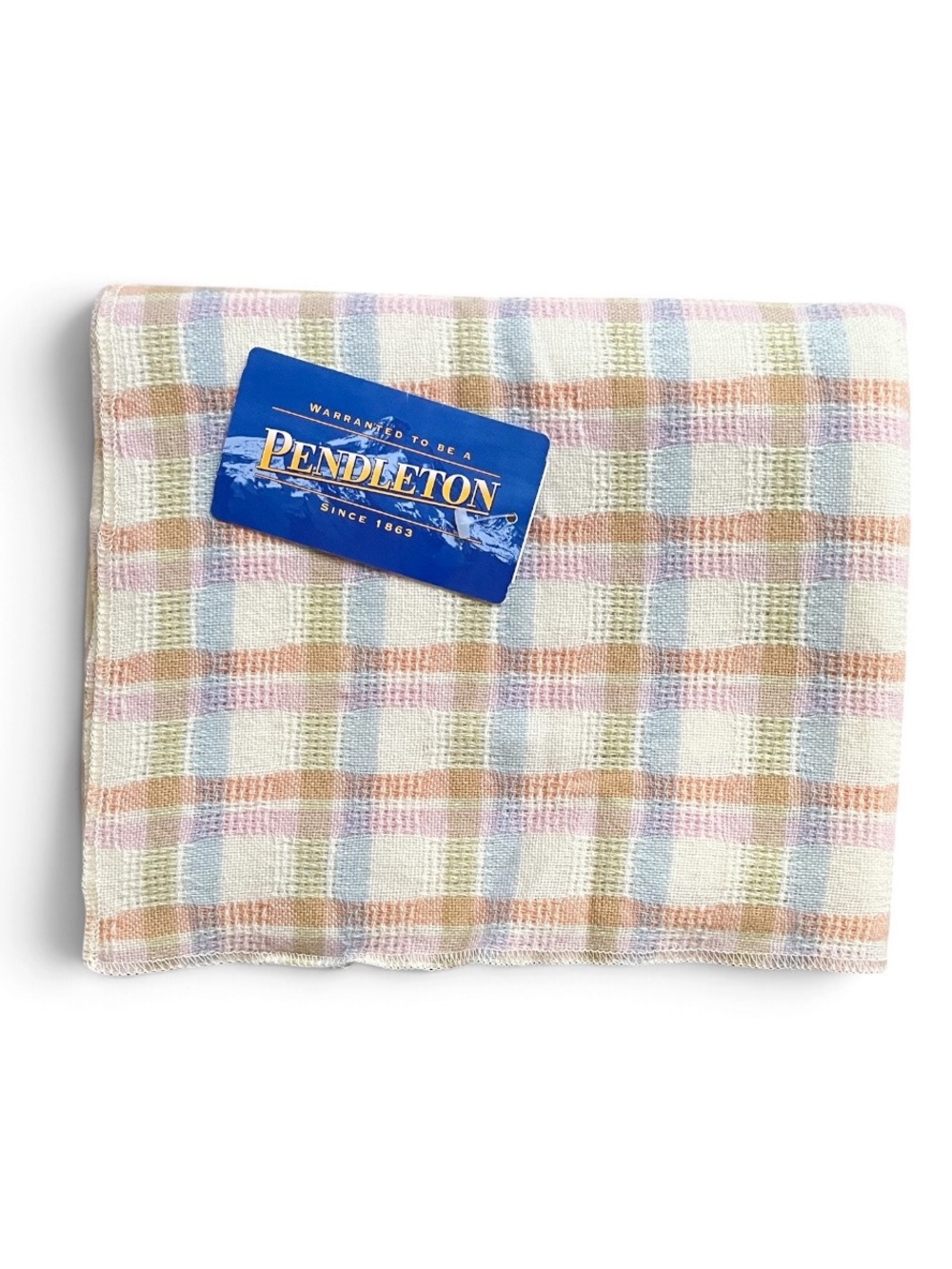 NWT Pendleton Pastel Plaid Cotton Baby Crib Blanket,